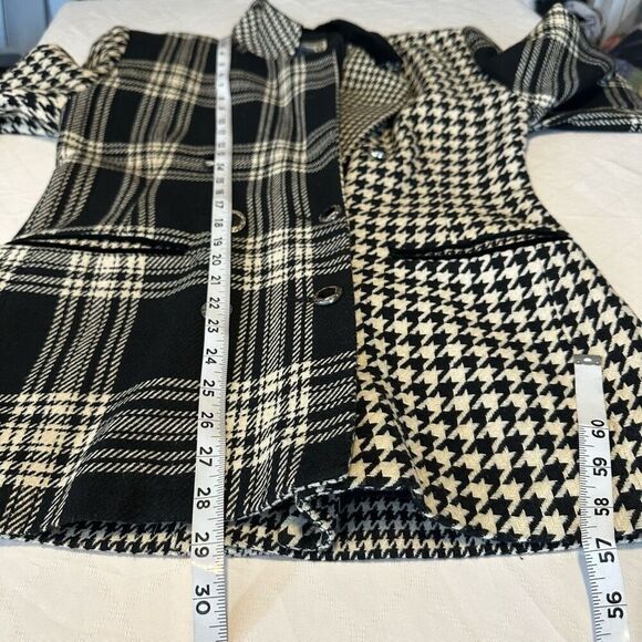 Vintage Otello Pelle Wool Blend Houndstooth Plaid Mixed Print Blazer Womens - Picture 7 of 9